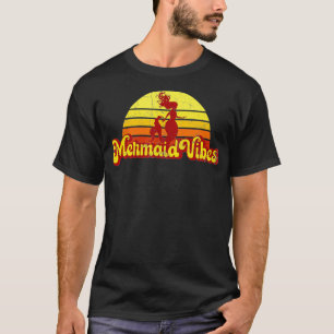 MERMAID VIBES 70s Retro Yellow Stripe Sunset Merm T-shirt