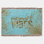 Mermaid Vibes - Gold Glitter Typografie over Blauw Deken (Voorkant)