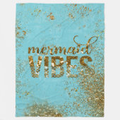 Mermaid Vibes - Gold Glitter Typografie over Blauw Fleece Deken (Voorkant)