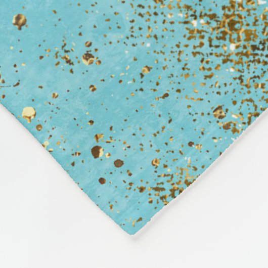 Mermaid Vibes - Gold Glitter Typografie over Blauw Fleece Deken (Hoek)