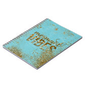 Mermaid Vibes - Gold Glitter Typografie over Blauw Notitieboek (Linkerzijde)