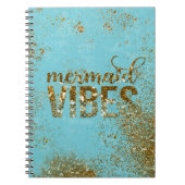 Mermaid Vibes - Gold Glitter Typografie over Blauw Notitieboek (Voorkant)