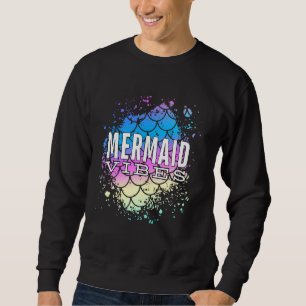 Mermaid Vibes Waterverf schalen Kinder partij Trui