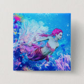 Mermaid Vierkante Button 5,1 Cm (Voorkant)