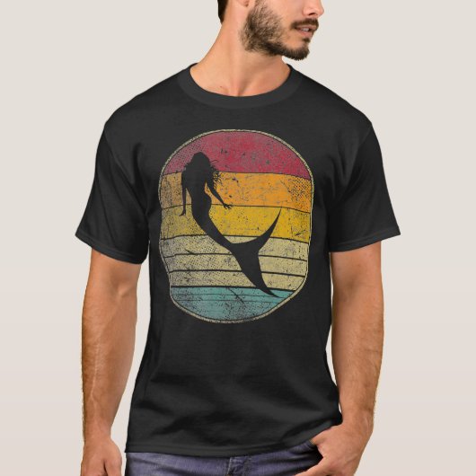 Mermaid Vintage Distressed Retro Style Silhouette  T-shirt (Voorkant)