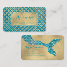 Mermaid Visitekaartjes Blauwgroen en Gold Sequin