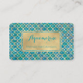 Mermaid Visitekaartjes Blauwgroen en Gold Sequin (Voorkant)
