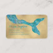Mermaid Visitekaartjes Blauwgroen en Gold Sequin (Achterkant)