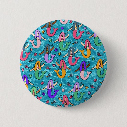 Mermaid vrienden ronde button 5,7 cm (Voorkant)