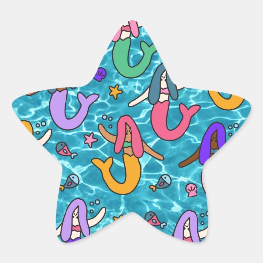 Mermaid vrienden ster sticker (Voorkant)