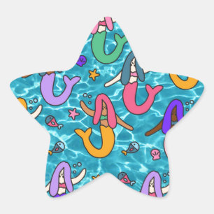 Mermaid vrienden ster sticker