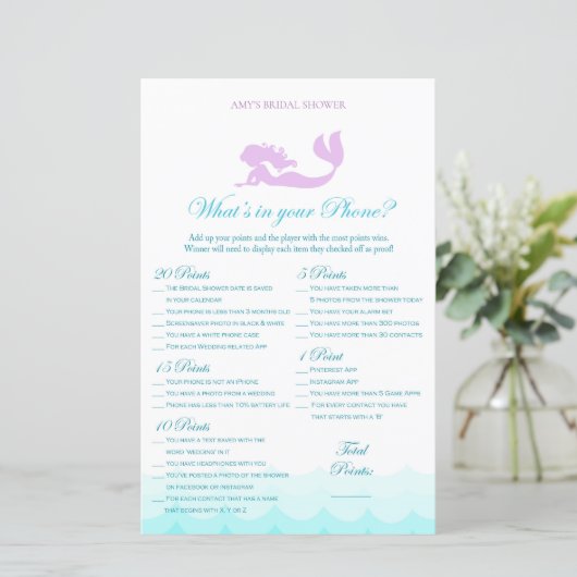 Mermaid Vrijgezellenfeest Game - Wat zit er op je  (Staand voorkant)