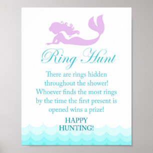 Mermaid Vrijgezellenfeest Ring Hunt Game Sign Poster