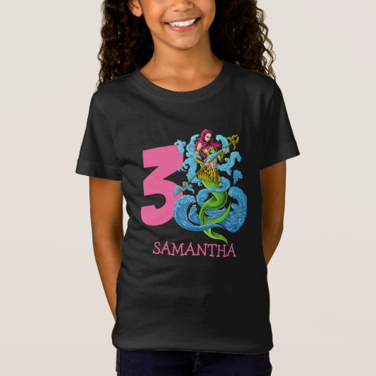 Mermaid Warrior 3e verjaardag T-Shirt (Voorkant)