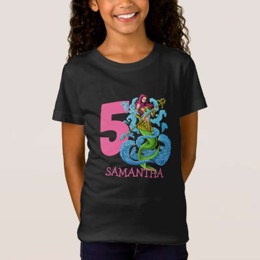 Mermaid Warrior 5e verjaardag T-Shirt (Voorkant)