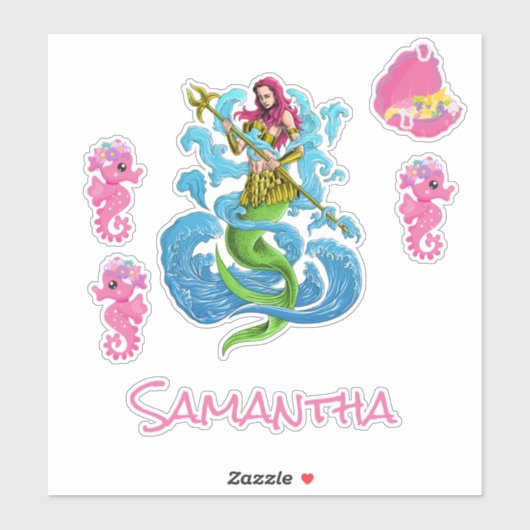 Mermaid Warrior Pink Zee vrienden Sticker (Vel)