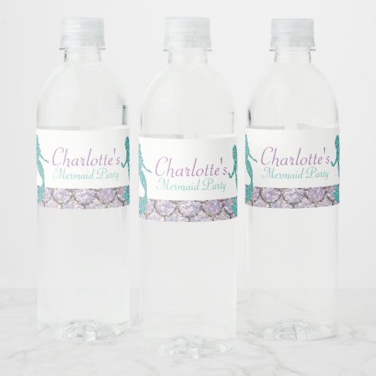 Mermaid Water Bottle Labels, Onder het zee partij Waterfles Etiket (Flessen)