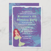 Mermaid Water Pool Birthday Party Invitation Kaart (Voorkant / Achterkant)