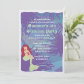 Mermaid Water Pool Birthday Party Invitation Kaart (Staand voorkant)