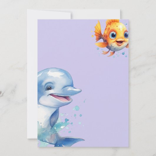 Mermaid watercolor verjaardagsuitnodigingskaart kaart (Achterkant)