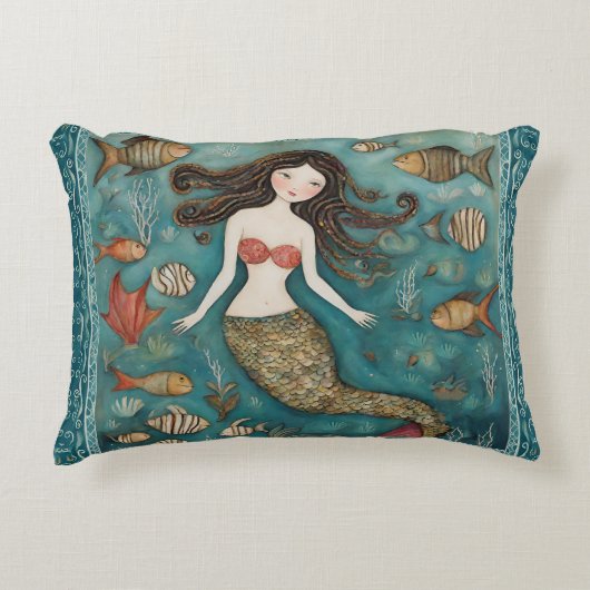 Mermaid Waterverf Accent Kussen (Voorkant)