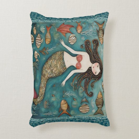 Mermaid Waterverf Accent Kussen (Voorkant(Verticaal))