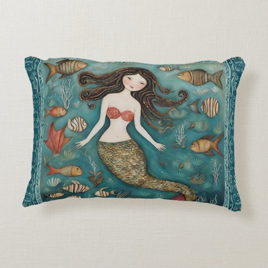 Mermaid Waterverf Accent Kussen (Achterkant)