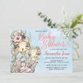 Mermaid Waterverf Baby shower Uitnodiging (Staand voorkant)