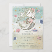 Mermaid Waterverf Birthday Party Kaart (Voorkant)