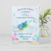 Mermaid Waterverf Birthday Party Kaart (Staand voorkant)