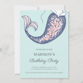 Mermaid Waterverf Birthday Uitnodiging (Voorkant)