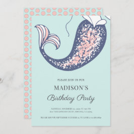 Mermaid Waterverf Birthday Uitnodiging