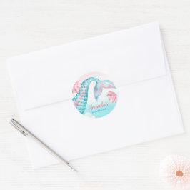 Mermaid waterverf Birthday Uitnodiging Ronde Sticker