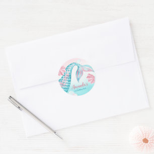 Mermaid waterverf Birthday Uitnodiging Ronde Sticker
