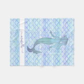 Mermaid Waterverf Blue Fish Scale Pattern Name Fleece Deken (Voorkant (Horizontaal))