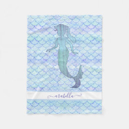 Mermaid Waterverf Blue Fish Scale Pattern Name Fleece Deken