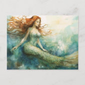 Mermaid Waterverf Briefkaart (Voorkant)