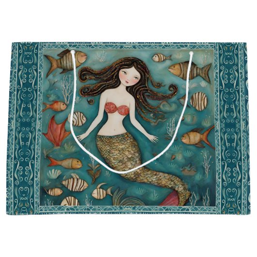Mermaid Waterverf Groot Cadeauzakje (Voorkant)