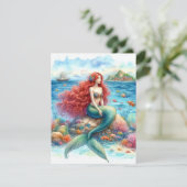 Mermaid waterverf kaart (Staand voorkant)