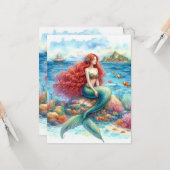 Mermaid waterverf kaart (Voorkant / Achterkant in situ)
