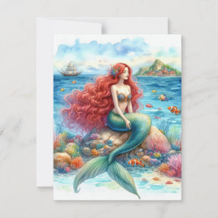 Mermaid waterverf kaart