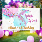 Mermaid Waterverf Pink Girl Birthday Backdrop Spandoek