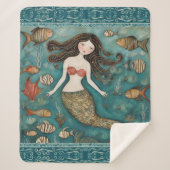 Mermaid Waterverf Sherpa Deken (Voorkant)