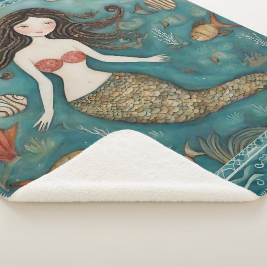 Mermaid Waterverf Sherpa Deken (3/4)