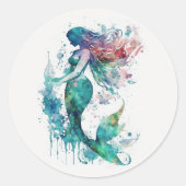Mermaid waterverf sticker (Voorkant)