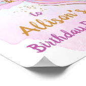 Mermaid Waterverf Tail roze Girl Birthday Welkom Poster (Hoek)