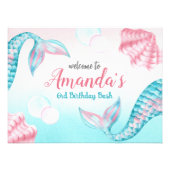 Mermaid waterverf Verjaardag Welkomstbord Foto Afdruk (Voorkant)