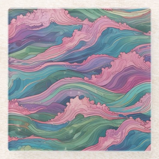 Mermaid Waves Glazen Onderzetter (Voorkant)