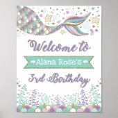 Mermaid Welcome Poster 3rd Birthday Pool Party (Voorkant)