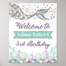 Mermaid Welcome Poster 3rd Birthday Pool Party